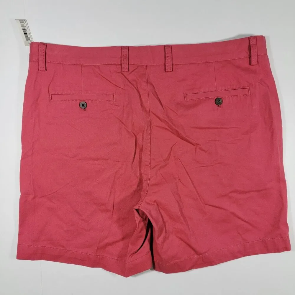 Amazon Essentials Chino Shorts Flat Front Coral Pink Size 38‎ NEW